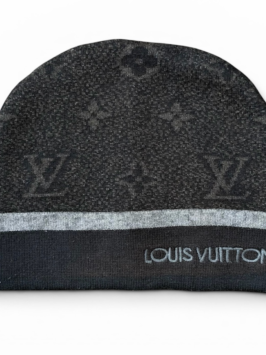 Louis Vuitton My Monogram Eclipse Gray Beanie Hat Wool M73469 Lv One Size Osfa